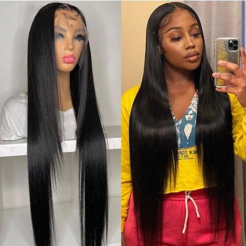 30 inches Straight Lace Front Wig Brazilian Pre plucked 13x4 Lace Frontal Human Hair Wigs For Women Remy 4x4 Closure Wigs