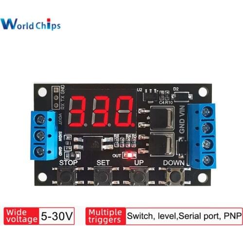 ZK-TD4 Trigger Cycle Timing Delay Relay Module 5V 12V 24V 15A 400W Dual MOS Control Switch LED Display For Motor/LED Strip