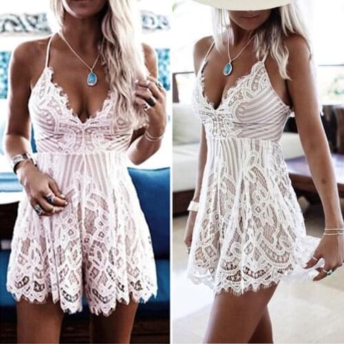 Sexy Women Sleeveless Lace Bandage Bodycon Evening Party Clubwear Short Mini Dress