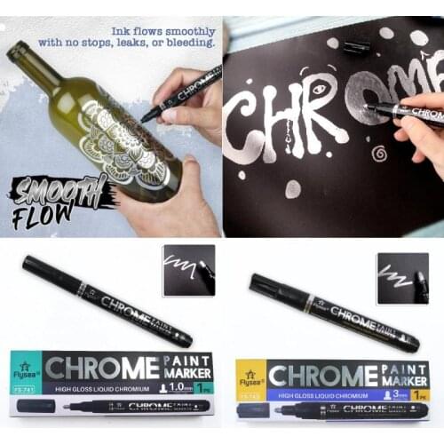 Silver Art Liquid Mirror Chrome Markers Pen Marker Pens 0.7/1.0/3.0mm Fade-proof Metal Permanent Paint Craftwork Pen Accessories