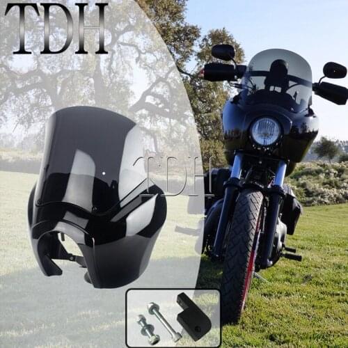 Club Style Sport Fairing 5.75" Headlight Fairing Cowl With 9" 12" 15" Smoke/Clear Shield for Harley Dyna FXR FXD FXDT Street Bob