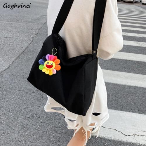 Shopping Bags Large Capacity Solid Black Recycle Concise Fashion Chic Harajuku Ins Student Shoulder Bag Convenient Portable Ins