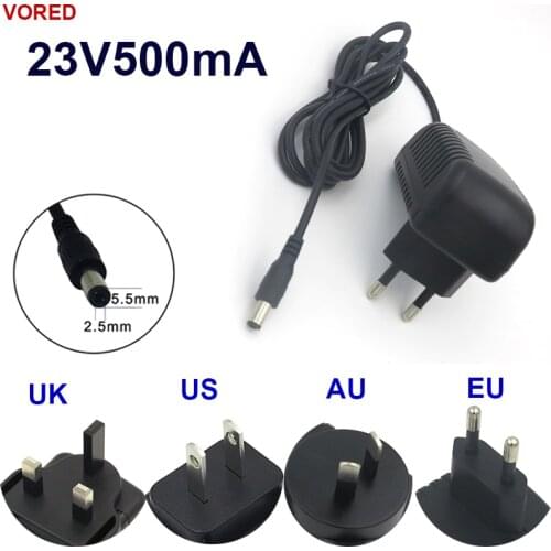 VORED 1PCS 23V 500mA Power Supply Adapter US/EU/UK/AU Plug Charger Converter DC 5.5*2.5mm for Sweeping machine Free Shipping