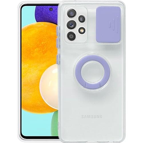 Camera Protection Ring Holder Phone Case For Samsung Galaxy A12 A32 5G A52 A72 S21 Plus S21 Ultra Shockproof Bumper Clear Cover