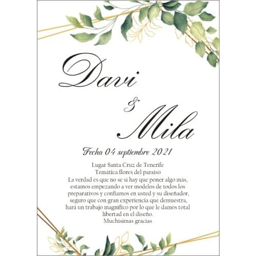 Greenery Acrylic Wedding Invitation, Boho Eucalyptus Wedding Invite,Custom Acrylic Birthday Invitation,Acrylic Menu cards 10pcs