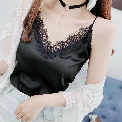Womens Spring Summer Style Chiffon Tank Tops Womens Solid Color Backless V-neck Sleeveless Spaghetti Strapslim Lace Top DD8561