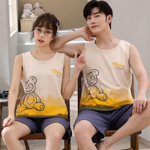 6535 Cotton Vest Pajamas Sleepwear Loose Sleeveless Vest Pyjamas Boy Girl Undershirt Couples Lovers Mans & Womans Jams HDE