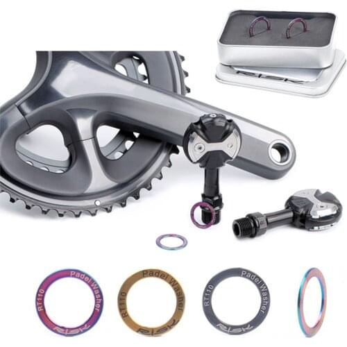 2 Pieces Titanium Alloy Bike Pedal Washer Bicycle Crank Gasket with Iron Box
