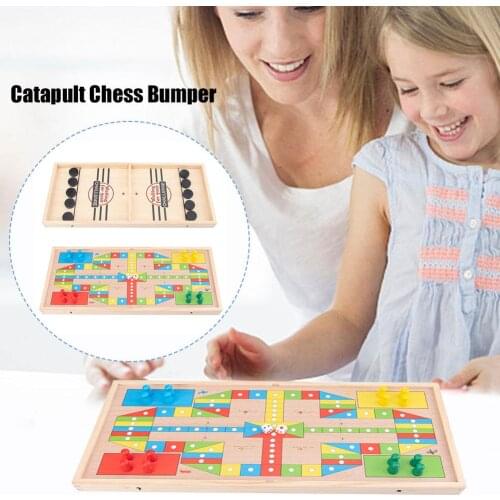 2-in-1 Catapult Chess Bumper Interactive Parent-child Interaction Catapult Board Game Bouncing Chess Table Hockey Puzzle Toy