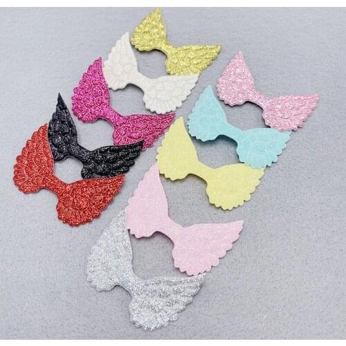 20/100Pieces 50*35mm Glitte Black Red Angel Wings Plus DIY Hair Bow Accessories Brooch Costume Materials Clothes Home Decoration
