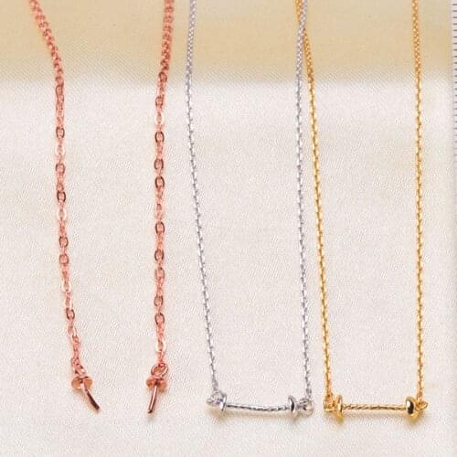 3 Color 925 Sterling Silver Pearl Necklace Chain Mountings Necklace Findings Jewelry Parts Fittings Accessories, 3pcs/lot