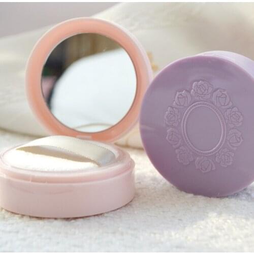 3pcs empty loose powder jar with sifter mirror Cosmetic plastic powder compact Clamshell Makeup case Travel subpackage Box