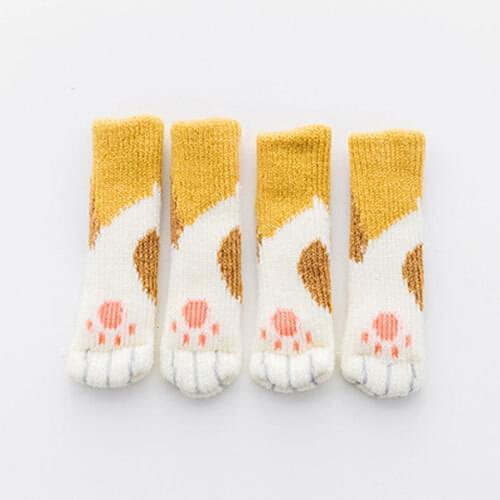4pcs Table Chair Foot Pad Foot Cover Protective Cover Cat Claw Knitted Socks Mute Wear-resistant Non-slip Mat For Home chair