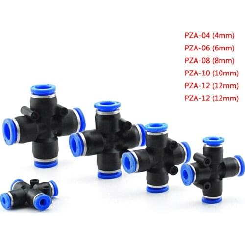 4-way PZA pneumatic pipe, quick adjustment accessories, air pipe fitting adapter, type 4 / 6 / 8 / 10 / 12mm