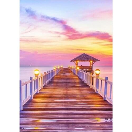 5D DIY Beach Diamond Inlaid Diamond Embroidered Landscape Home Decoration Crafts