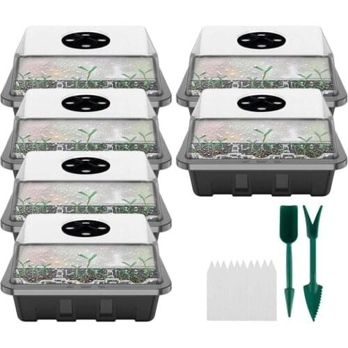 6/5/4/3 Packs 12 Cells Seed Starter Kit Plant Seeds Grow Box Seedling Trays Germination Box With Dome And Base #20