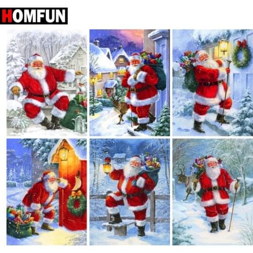 HOMFUN DIY Diamond Painting "Santa claus scenery" Full Drill Square Round Diamond Embroidery 5D Cross Stitch Decoration Home