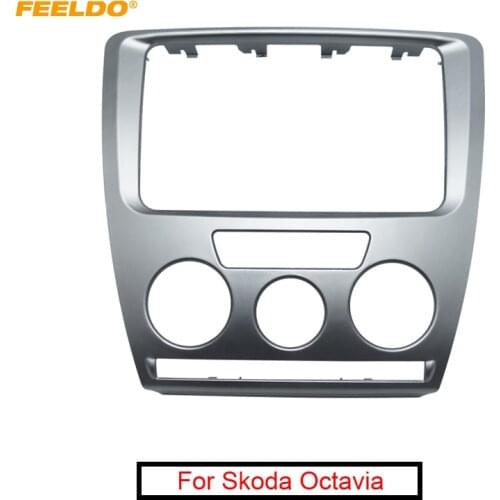 FEELDO 1Pc Car DVD Radio Stereo 2DIN Fascia Panel Refitting Frame Facia Trim Install Mount Kit For Skoda Octavia(2007~2009) A/C