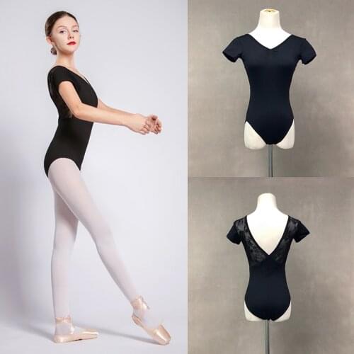 Ballet Leotards Adult 2021 Summer New Lace Short Sleeve Practice Ballet Dancing Costume Women Gymnastics Leotard Dance Coverall