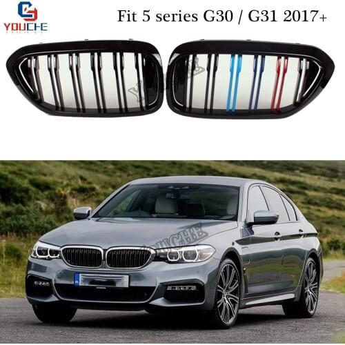 Gloss M Color Front Bumper Racing Grille for BMW 5 Series G30 G31 2017 + Front Hood Kidney Grills Styling Bumper Grid