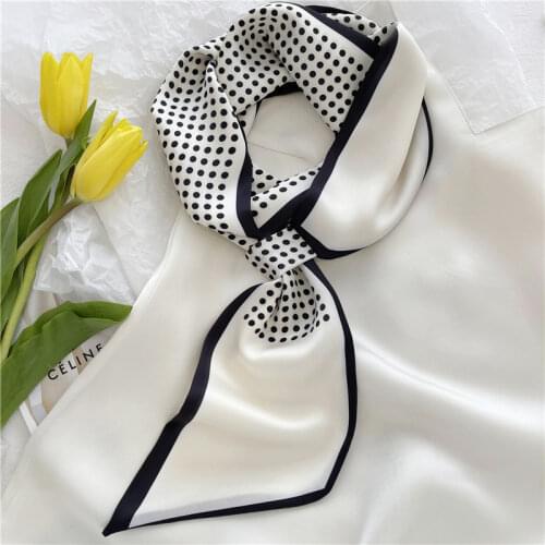 Luna&Dolphin Korean Style Hanging Ear Big Wide Ribbon 76X14cm Yellow Blue Dot Silky Scarf Headbands Neckerchief Ins Streamer