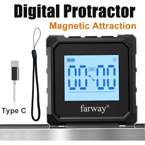 FARWAY Digital Level Box Protractor Angle Finder Level Gauge Bevel Gauge Inclinometer with Magnetic Based Backlight Waterproof