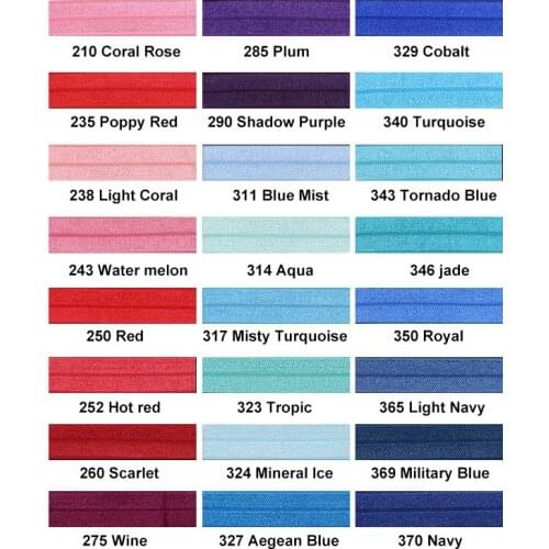 Fold over elastic 5/8" 16mm Solid Various Red Pink White Blank Aqua series Color Fold Over Elastic FOE for diy 10 Yards/Roll