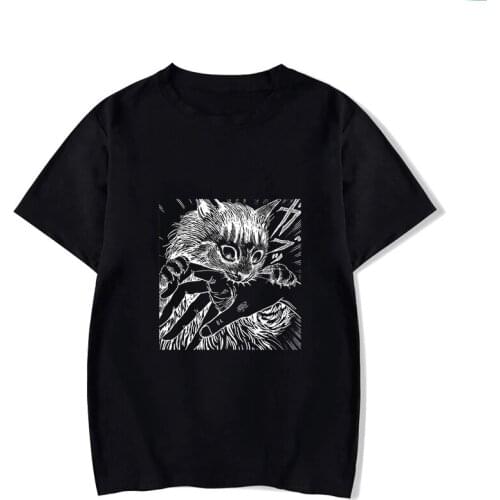 Anime Cartoon Design Junji Ito T-Shirt Men Unisex T Shirt Summer Tops Short Sleeve Cotton Harajuku Style Plus Size Clothing
