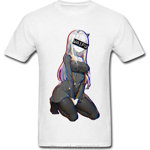 Zero Two Waifu Ahegao Tshirt Vaporwave Neon Sexy Pin Up Girl Reggae Men T Shirt My Hero Academia Xmas Happy New