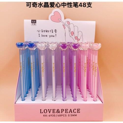 48pcs Gel Pens Crystal Love Series black gel-ink Pen Student pens for writing Cute stationery office school supplies