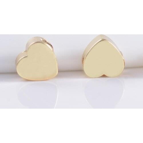 JFE41 Wholesale 100PCS 5*2.5*1mm heart brass beads with hole gold electroplated glossy beads DIY beads jewelry Accessories