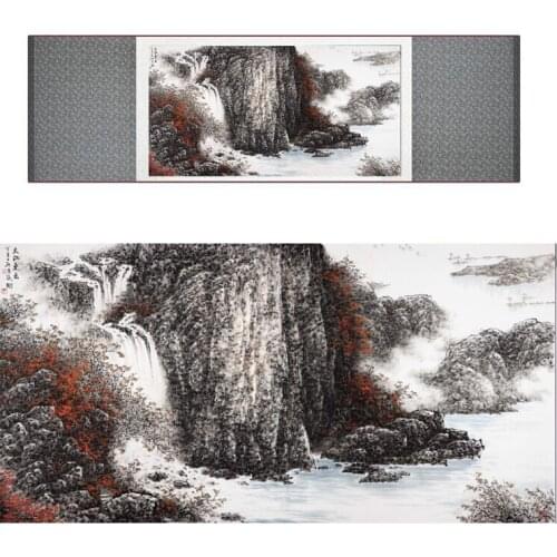 Landscape art painting Mountain and River art painting top quality silk scroll painting