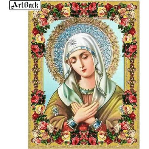 5d diamond painting virgin mary flower picture full square drill diamond mosaic religious diamond embroidery crafts sticker