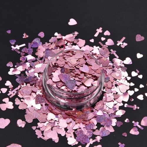 Kawaii Love Heart Glitter Nails 3d Manicure For Nails Accesorios Holographic Nail Charms Glitter Decoration Uñas Для Ногтей