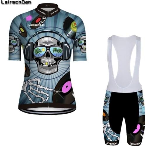 SPTGRVO Maillot Ciclismo Conjunto Hombre Mujer Summer Bicycle Cycling Clothing Suit Skull Bike Jersey Short Sleeve Cycling Kit
