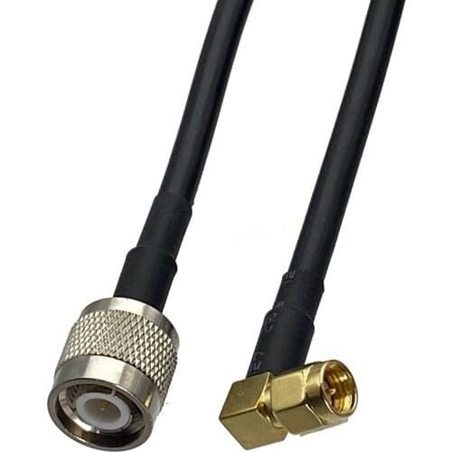 1pcs RG58 TNC Male Plug to SMA Male Plug Right Angle RF Coaxial Connector Pigtail Jumper Cable New 6inch~5M
