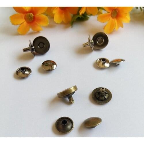 20 Sets 14mm 0.55" Magnetic Snap Purse Buttons Double Rivet Stud closure Clasp Nickle Bronze Nickle-Black