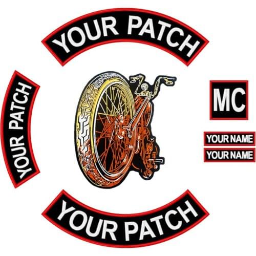 MC Custom Back Embroidered Rocker Iron/Sew on Patch for Jacket Rider 350MM Wide Font Patch Motorcycle Biker Name Patch Free Ship