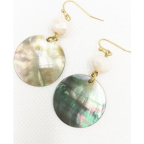 Fashion Style Designer Inspired Black Shell Natural Stone Jewelry Round Dangle Drop Statement Earrings For Women moda 2020