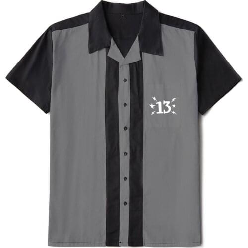 Summer 50s Men Clothing Rockabilly Style Casual Cotton Mens Shirts Short Sleeve Bowling Casual Button-Down Shirts ST127