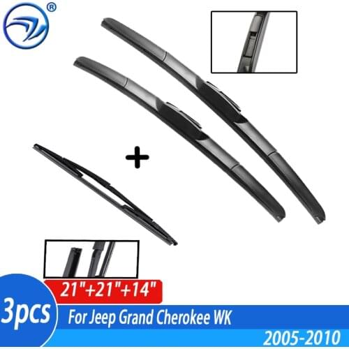 Wiper Front & Rear Wiper Blades Set Kit For Jeep Grand Cherokee WK 2005 2006 2007 - 2010 Windshield Windscreen Window 21"21"14"