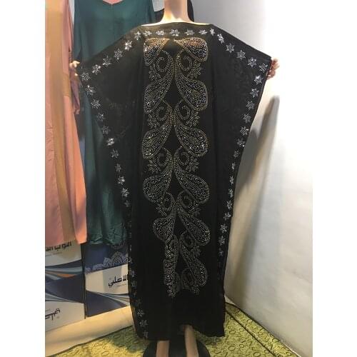 NEW Fashion Africa style abaya long Dashiki Diamond Bat Clothes Black Dress Kalama Loose And Comfortable Muslim Robe For Lady