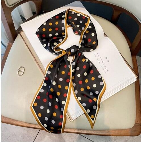 New fashion literary of small fresh and narrow long Dots head scarf decorative scarf headband tie wrist strap bag belt