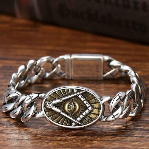 New Silver Bracelet Male Silver Domineering Eye of God Personality Fashion Trend Retro Thai Silver Handmade Jewelry