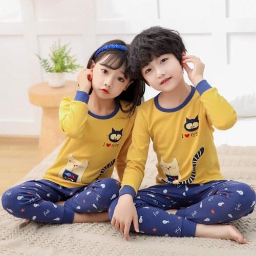 Autumn Childrens Pajamas Long Sleeve Pyjamas Kids T-shirt+shorts 2pcs Cartoon Pajamas For Girls Boys Baby Sleepwear Nightwear