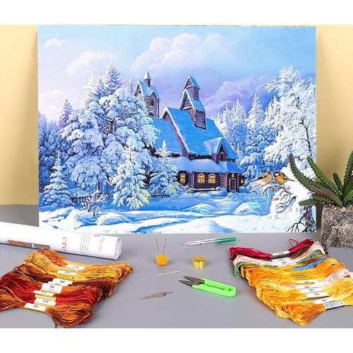 Landscape Nature Printed 11CT Cross-Stitch Embroidery Patterns DMC Threads Hobby Painting Sewing Needlework Mulina Different