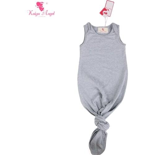 Kaiya Angel Baby Sleep Gown Sleeveless Infant Sleep Gowns Solid Color Sleep Tie Gown Sleep Sack Boys Girls Clothes 0-24M