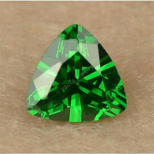 Sale 5A Emeral-d CZ Stone 3x3~12x12mm Dark Green Trillion Cut Triangle Shape Loose Synthetic Cubic Zirconia Gems For DIY