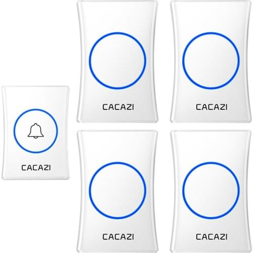 CACAZI Intelligent Home Wireless Doorbell Waterproof 300M Remote US EU UK AU Plug 1 button 4 Receiver Cordless Calling Bell