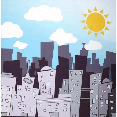 VinylBDS Photography Backdrops Sky Cloud Cartoon Building For Children Background Photographic Studio Background